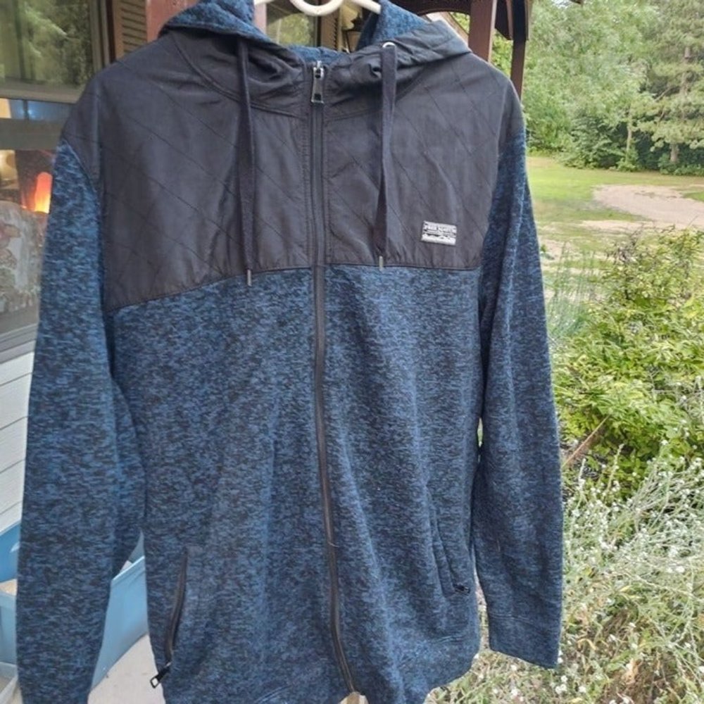 Free nature XL Blue Gray full zip up long sleeve jacket fall hooded‎